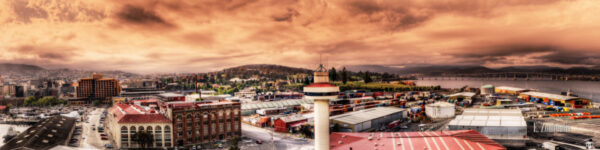 Panorama Aufnahme am Hafen von Hobart, der Hauptstadt Tasmaniens, Australien