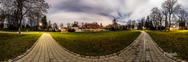 Nacht 360 Grad Panorama an der Villa Schwalbenhof in Gärtringen bei Vollmond