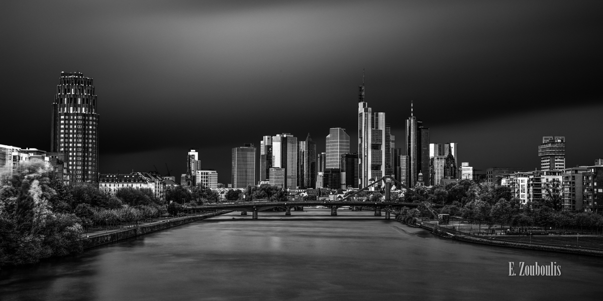 Ez00919 Frankfurt Skyline Schwarz Weiss Panorama Hochwertige Wandbilder