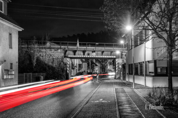 Nachtaufnahme in Nufringen an der Rohrauer Str. bei Nacht.